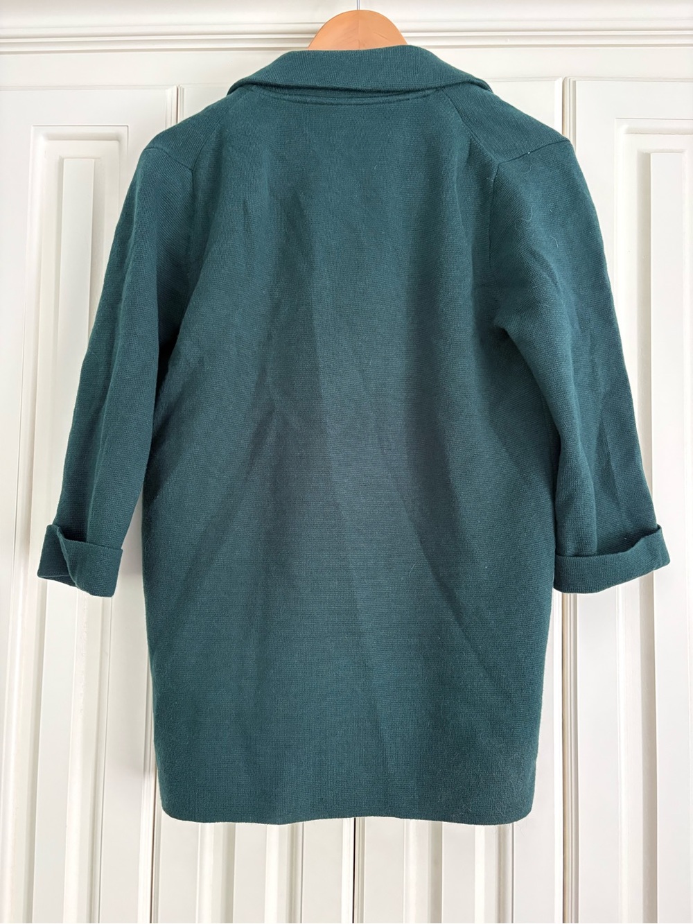 J. Crew Sophie Sweater Open-Front Blazer Old Forest Green Wool Cotton Blend XS - Picture 4 of 6
